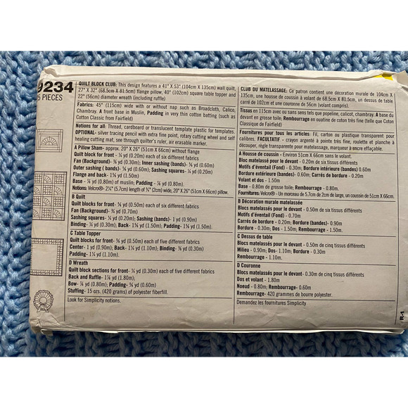 Simplicity 9234 quilt pattern grandmothers fan pillow sham table topper wreath - Picture 3 of 5